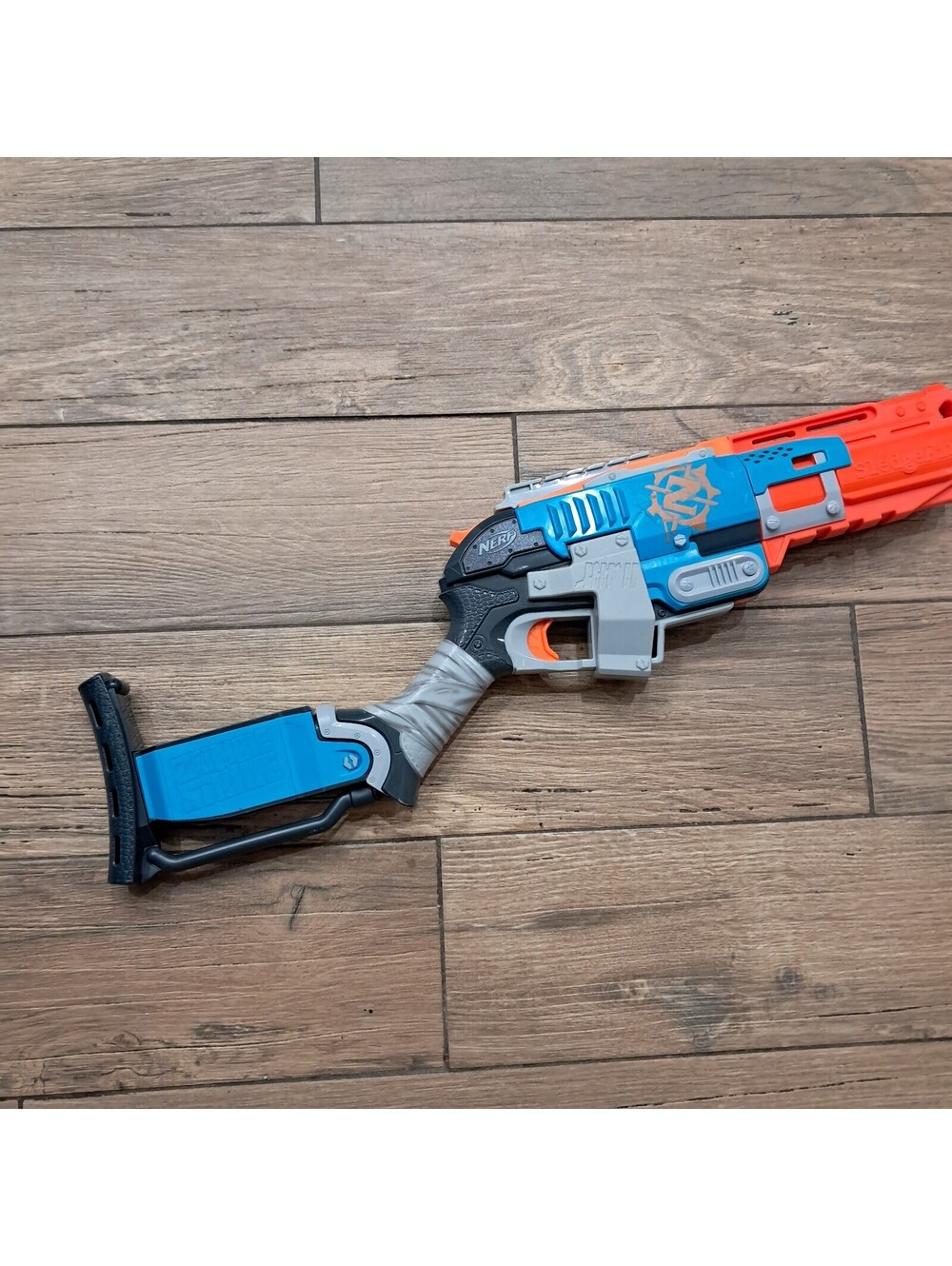 Nerf Zombie Strike Sledgefire soft dart Gun blaster shotgun blue NO SHELLS Works
